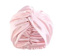 Silk Bonnet For Sleeping Popular Multi-Color Imitation Silk Double Layer Satin Bonnet Sleep Cap Cross Twist Night Hair Hat Chemotherapy Caps For Women(Shell Pink)
