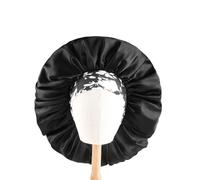 Silk Bonnet For Sleeping Silk Satin Bonnet Hair Cap Extra Large Jumbo Sleeping Bonnets With Comfortable Flower Band(JUMBO BLACK)