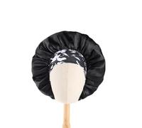 Silk Bonnet For Sleeping Silk Satin Bonnet Hair Cap Extra Large Jumbo Sleeping Bonnets With Comfortable Flower Band(LARGE BLACK)