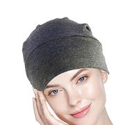 Silk Bonnet for Sleeping | Wide Band High Elastic, Multifunctional Night | Soft and Breathable Silk Lined Night, Slouchy Beanie Hat, for Women Men Dark Gray