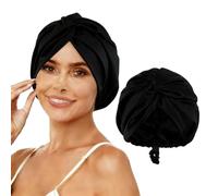 Silk Bonnet for Sleeping Women,Hair Satin Bonnet,Adjustable Silk Hair Wrap for Sleeping Men,Double Layer Hair Bonnet for Women Sleeping,Hair Cap Curly Straight Long Hair Soft Sleep Cap,Unisex,Black