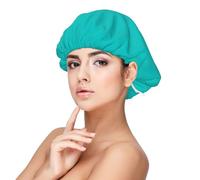 Silk Bonnet for Sleeping Women Men, Adjustable Elastic Dark-Aqua Print Satin Bonnet for Sleeping, Soft Comfort Similar Silk Curly Hair Satin Cap for Sleep