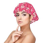 Silk Bonnet for Sleeping Women Men, Adjustable Elastic Pig Heart Pink Print Satin Bonnet for Sleeping, Soft Comfort Similar Silk Curly Hair Satin Cap for Sleep