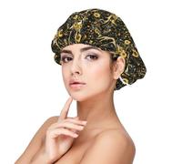 Silk Bonnet for Sleeping Women Men, Adjustable Elastic Vintage Sunflower Deer Skull Print Satin Bonnet for Sleeping, Soft Comfort Similar Silk Curly Hair Satin Cap for Sleep Black