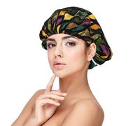 Silk Bonnet for Sleeping Women Men - Purple Gold Diamond Pattern Print Adjustable Elastic Satin Bonnet for Sleeping, Soft Comfy Similar Silk Curly Hair Cap for Sleep