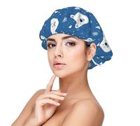 Silk Bonnet for Sleeping Women Men, Soft Adjustable Bear Cute Snowflake Print Elastic Satin Bonnet for Sleeping, Comfort Similar Silk Curly Hair Cap for Sleep Black