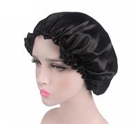 Silk Bonnet For Sleeping Women Silk Satin Night Sleep Cap Shower Caps Hair Care Beauty Bonnet Hat Head Cover Elastic Band Bathroom Shower Caps For Sleeping(Black)