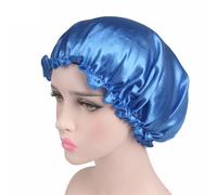 Silk Bonnet For Sleeping Women Silk Satin Night Sleep Cap Shower Caps Hair Care Beauty Bonnet Hat Head Cover Elastic Band Bathroom Shower Caps For Sleeping(Blue)
