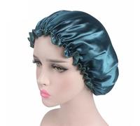 Silk Bonnet For Sleeping Women Silk Satin Night Sleep Cap Shower Caps Hair Care Beauty Bonnet Hat Head Cover Elastic Band Bathroom Shower Caps For Sleeping(Peacock blue)