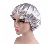 Silk Bonnet For Sleeping Women Silk Satin Night Sleep Cap Shower Caps Hair Care Beauty Bonnet Hat Head Cover Elastic Band Bathroom Shower Caps For Sleeping(Silver)