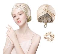 Silk Bonnet, Silk Bonnet for Sleeping, Hair Bonnets for Sleeping, Silks Caps for Sleepin/g, Adjustable Silks Scarf Night Cap with Hairband, Soft Sleep Cap, Women's Hair Protection for the Night