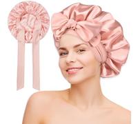 Silk Bonnet, Silk Bonnet for Sleeping Satin Bonnet Hair Bonnet Satin Hair Bonnet Silk Sleep Bonnet Sleep Bonnet for Hair Braid Women (Pink)
