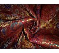 Silk Brocade Fabric with RED,Blue,Purple,Yellow and Metallic Gold Paisley Jacquard Color 44" Wide BRO894[8]