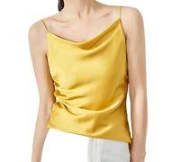 Silk Camisole for Women - Elegant Tops Slim Summer Sexy Spaghetti Strap Plus Size Women Sleeveless Vest Streetwear Thin Party Clothing Solid Color,Yellow,L