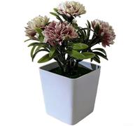Silk Carnation Arrangement with Square Pot, Realistic Fabric Flowers for Desktop Floral Decor, Low Maintenance Blossoms as Bedroom Table Ornament and(Sparkling Wine Red)