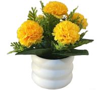 Silk Carnation Potted Plant 15cm Artificial Flower Artificial Silk Carnation Pot 14cm Wide Home Decor Desk Top Faux Carnation Plant 15cm for Office Orange White Purple Red Yellow Carnation Pot(Yellow)