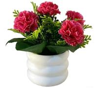 Silk Carnation Potted Plant 15cm Artificial Flower Artificial Silk Carnation Pot 14cm Wide Home Decor Desk Top Faux Carnation Plant 15cm for Office Orange White Purple Red Yellow Carnation (Rose Red)