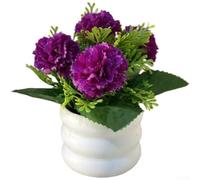 Silk Carnation Potted Plant 15cm Artificial Flower Artificial Silk Carnation Pot 14cm Wide Home Decor Desk Top Faux Carnation Plant 15cm for Office Orange White Purple Red Yellow Carnation Pot(Purple)