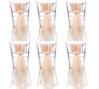 Silk Chiffon Chair Sashes Set of 6 for Wedding & Event Decor - 2 x 1.5 m - Elegant Blush Pink Ribbon for Reception Party Banquet and Home Decoration