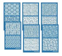 Silk Clay Screen Flower Stencils - 6 Pcs Reusable Plant Patterns Polymer Clay Stencils Silkscreen Print Mesh Transfer Stencil for Earrings Texture Scratchers Jewelry DIY Kit Polymer Tools