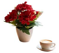 Silk Cloth Fake Plant 19cm Realistic Purple Bloom(Red)