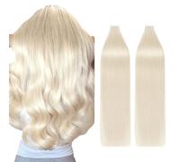 Silk-co 12inch 80g Tape in Hair Extensions Human Hair 40pcs #613 Bleach Blonde 100% Remy Real Hair Extension Skin Weft Seamless Soft Silky Straight