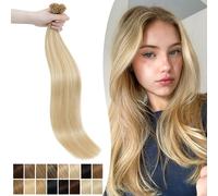 Silk-co 18inch I Tip Human Hair Extensions 1g/strand 50 Strands Pre Bonded Stick Tip Keratin Real Remy Hair Extension Straight -#18P613 Ash Blonde&Bleach Blonde