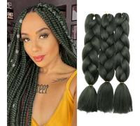 Silk-co 24" Braiding Hair Extension 3 Pcs Ombre Crochet Jumbo Braid 300g Afro Braid Synthetic Hair [Army Green]