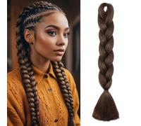 Silk-co 24inch Jumbo Braids Hair Afro Braiding Hair Extensions Ombre Silky Synthetic Heat Resistant [100g-Medium Brown]