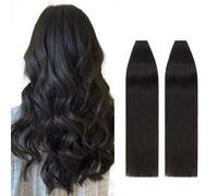 Silk-co 40 Pcs Hair Extensions Tape in Human Hair #1B Natural Black Real Human Hair Extension Skin Weft Silky Soft Seamless Straight (12inch, 80g/Set)