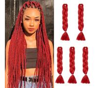 Silk-co 5Bundles 24inch Jumbo Braiding Hair Extensions Afro Box Braids Ombre Synthetic Weaving Hair -Red