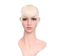 Silk-co Bangs Clip in Hair Extensions #60 Platinum Blonde One Piece Fringe Thin Front Bangs Clip on Real Remy Human Hair