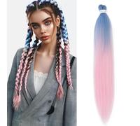 Silk-co Braiding Hair Extension Pre Stretched Professional Easy Braiding Hot Water Setting Yaki Synthetic 26" 90g Blue to Pink