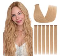 Silk-co Clip in Hair Extensions Real Human Hair Extension Double Weft With Lace Coverd Clip in Silky Straight 100% Natural Very Thin Highlight efffect for Women 6PCS 6Clip 10Inch #27 Dark Blonde 31g
