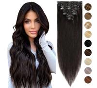 Silk-co Hair Extensions Clip in Hair Extensions 10inch 8 PCS #1B Natural Black 100% Real Remy Straight Human Hair Clip on -Basic Thickness-Thin Weft (50g)