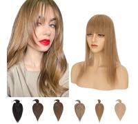 Silk-co Hair Toppers for Women 150% Density Clip in Toppers Extensions Remy Real Human Hair Toppiece for Thinning Hair 12inches #06 Light Brown