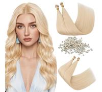Silk-co Nano Ring Hair Extensions Real Human Hair Invisible Nano Tip&Beads Extension in Silky Soft Straight 100% Remy Natural for Women 0.7g/S 50Strands 35g/pack 24 Inch #60 Platinum Blonde