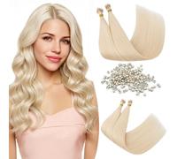 Silk-co Nano Ring Hair Extensions Real Human Hair Invisible Nano Tip&Beads Extension in Silky Soft Straight 100% Remy Natural for Women 0.7g/S 50Strands 35g/pack 22 Inch #70 Blanqueador Blanco