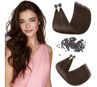 Silk-co Nano Ring Hair Extensions Real Human Hair Invisible Nano Tip&Beads Extension in Silky Soft Straight 100% Remy Natural for Women 0.7g/S 50Strands 35g/pack 22 Inch #02 Dark Brown