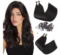 Silk-co Nano Ring Hair Extensions Real Human Hair Invisible Nano Tip&Beads Extension in Silky Soft Straight 100% Remy Natural for Women 0.7g/S 50Strands 35g/pack 20 Inch #1B Natural Black