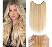 Silk-co One Piece Silk-co Secret Wire In Hair Extensions 20inch #18P613 Ash Blonde&Bleach Blonde 100% Real No Clip Invisible Remy Human Hair