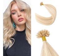 Silk-co Pre Bonded U Tip Hair Extension 100% Real Remy Human Hair Pieces Nail Tip Keratin Nail #18P613 Ash Blonde&Bleach Blonde 50Strands 50g