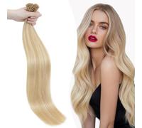 Silk-co Prebonded Hair Extensions Stick Tip Real Human Hair I tip Remy Stick Hair Extension 50 Strands 1g/s 22inch #18P613 Ash Blonde&Bleach Blonde