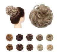 Silk-co Scrunchy Scrunchie Bun Short Messy Hair Bun Donut Hair Updo Hairpiece Ribbon Ponytail Extensions -Ash Blond[25g]