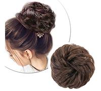 Silk-co Scrunchy Scrunchie Hair Bun Extensions Thick Updo Hairpiece Ponytail Wavy Curly Messy Donut Hair Chignons Hair Piece - Maroon