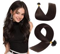 Silk-co U Tip Hair Extensions Real Human Hair Remy Straight Nail Tip Fusion HairExtensions for Women Invisible Silky Soft 100% Remy Natural 1g/S 25Strands 25g/pack 24 Inch #02 Dark Brown