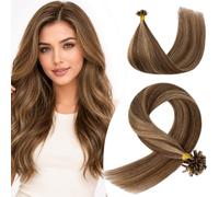 Silk-co U Tip Hair Extensions Real Human Hair Remy Straight Nail Tip Fusion HairExtensions for Women Invisible Silky Soft 100% Remy Natural 1g/S 25Strands 25g 18 Inch #4P27 Medium Brown&Dark Blonde