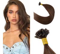 Silk-co U Tip Pre Bonded Hair Extensions Strands Keratin Nail Tip Straight Human Hair Extensions U tip Real Remy Hair 50 Strands Keratin Nail Til 24"-50g #04 Medium Brown