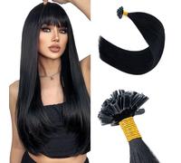 Silk-co U Tip Pre Bonded Hair Extensions Strands Keratin Nail Tip Straight Human Hair Extensions U tip Real Remy Hair 50 Strands Keratin Nail Til 22"-50g #01 Jet Black