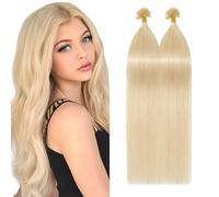 Silk-co U Tip Pre Bonded Hair Extensions Strands Keratin Nail Tip Straight Human Hair Extensions U tip Real Remy Hair 100 Strands Keratin Nail Til 18"-100g #613 Bleach Blonde